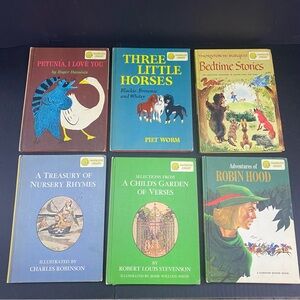 Dandelion Library Vtg 1960s Book Lot of 6 Books 2 In 1 Flip Books Fairy Tales HC